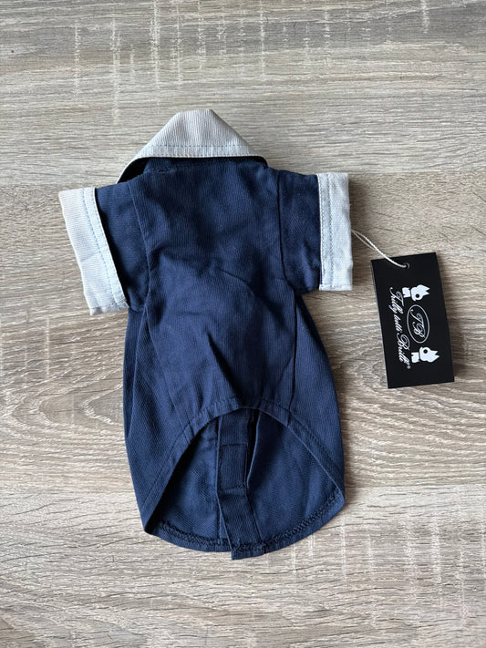 Camicia per Cani Trilly Tutti Brilli – Blu Navy e Azzurro con Colletto e Tasche – Taglia XS