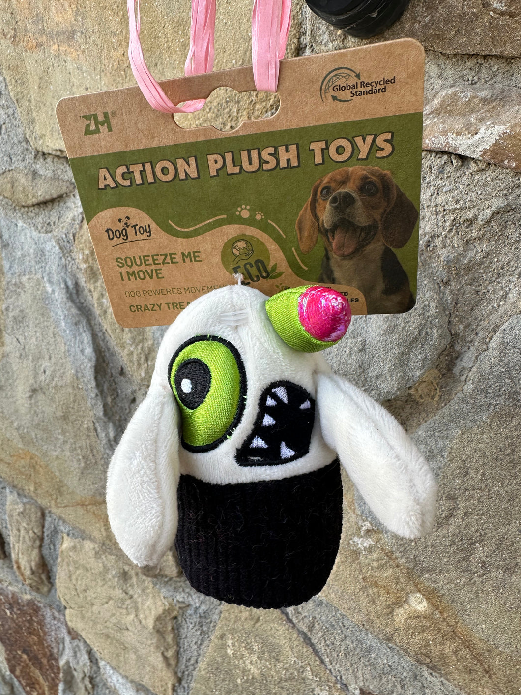 Gioco in Peluche Mostriciattolo Verde – Action Plush Eco per Cani e Gatti