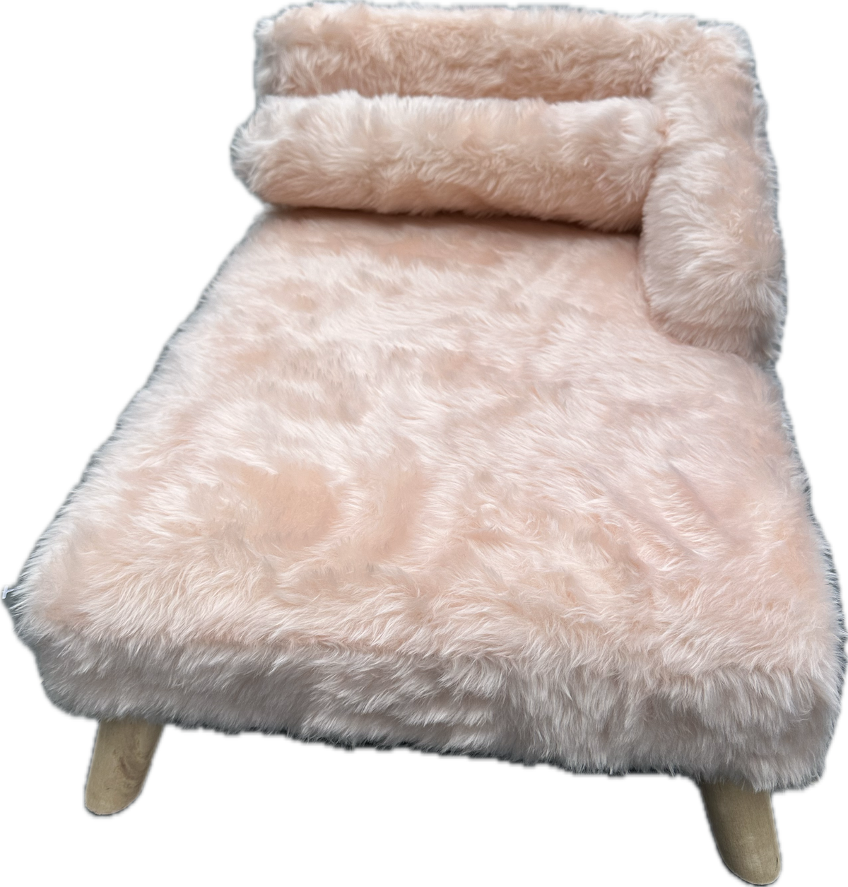 Chaise longue fluffy rosa cipria – Letto elegante per cani e gatti