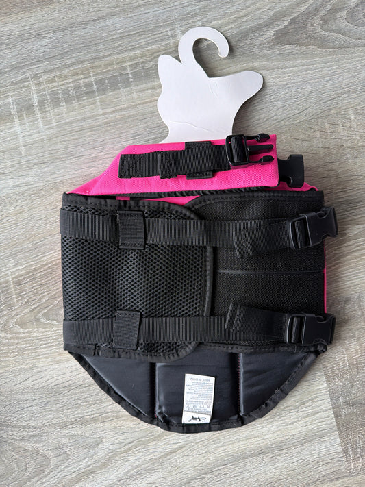 Giubbotto Salvagente per Cani Fucsia e Nero – Taglia S (30 cm)