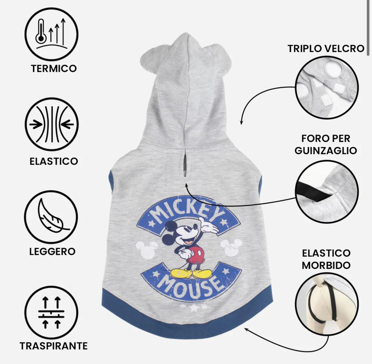 Felpa Mickey Mouse: Il Comfort e la Magia Disney per il Tuo Cane