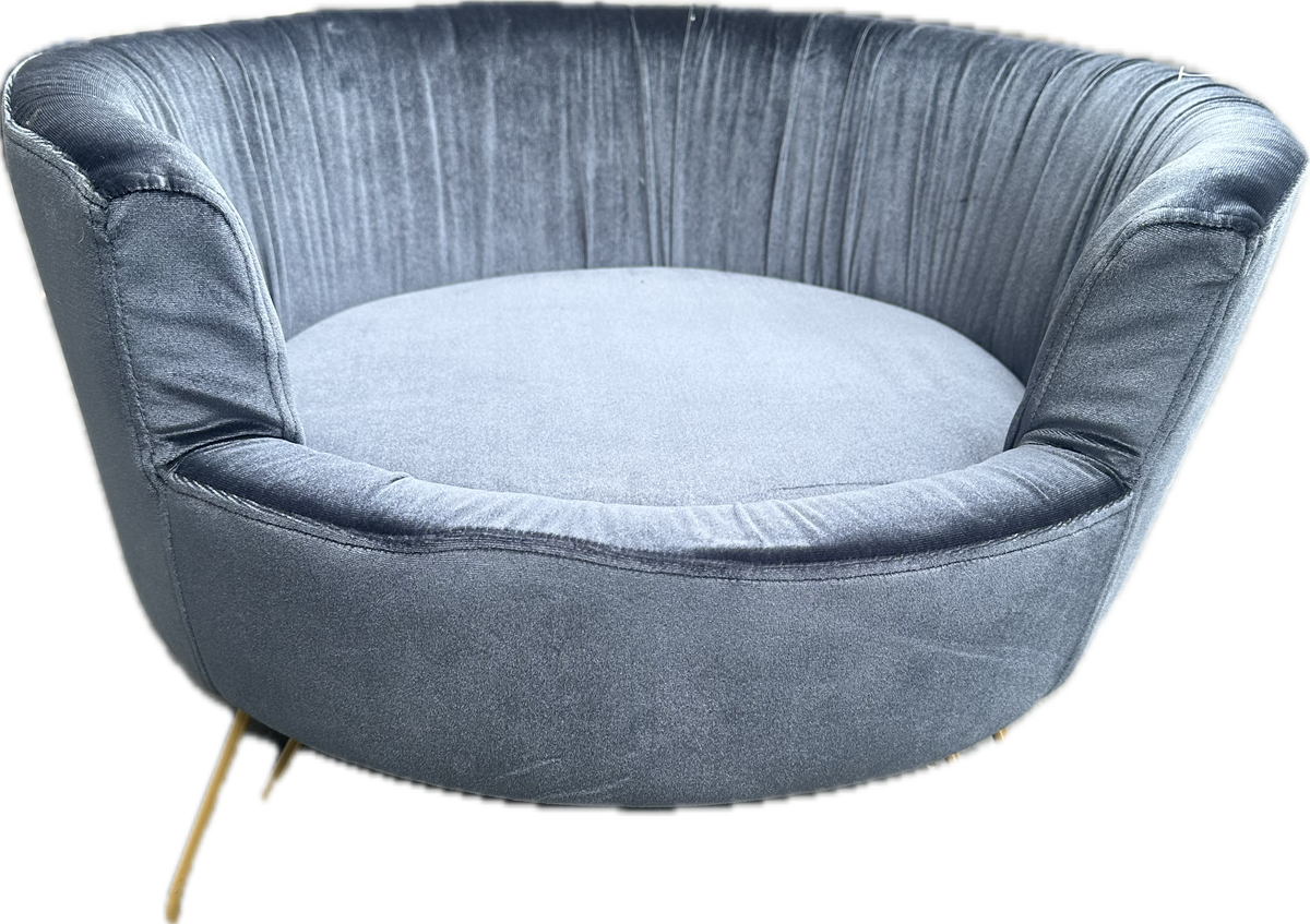 Cuccia Velvet Chic in Velluto Grigio – Eleganza e Comfort per Gatti e Cani di Piccola Taglia