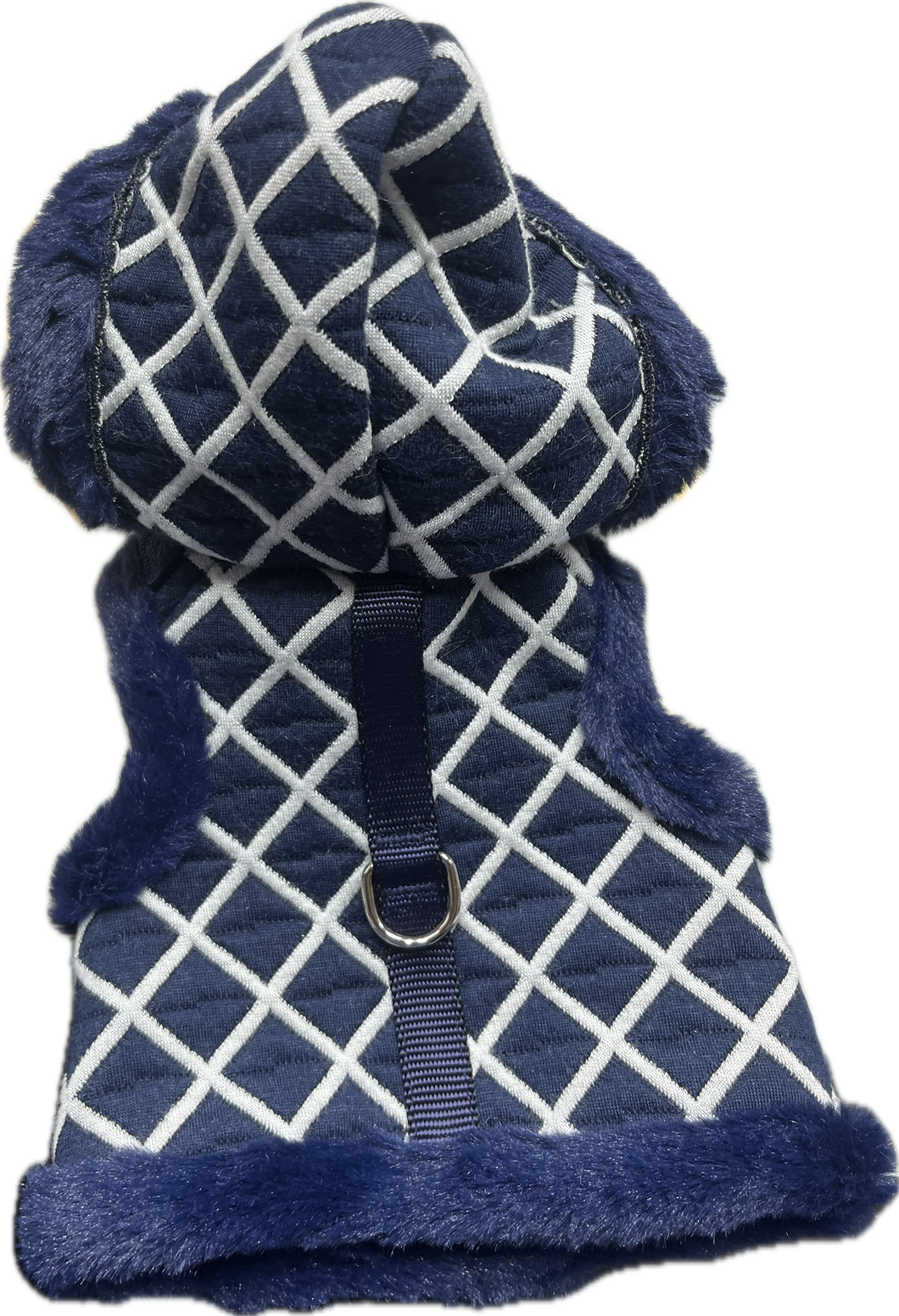 Giubbottino Blu con Motivo a Rombi e Cappuccio - Taglia XS
