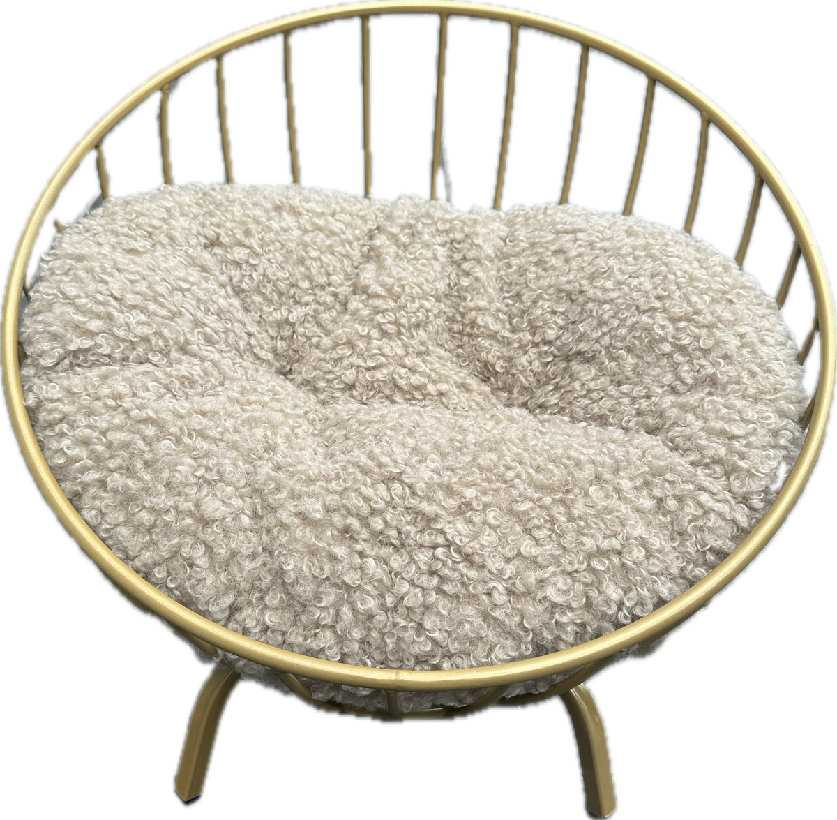 Cuccia Rotonda Dorata con Cuscino Bouclé – Eleganza e Comfort
