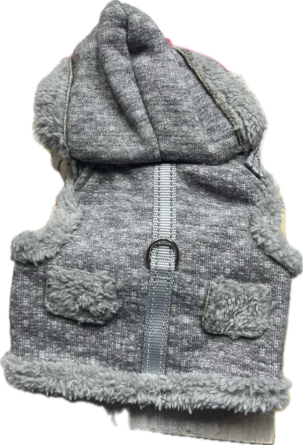 Gilet con Cappuccio Morbido in Grigio con Pelliccia Sintetica S