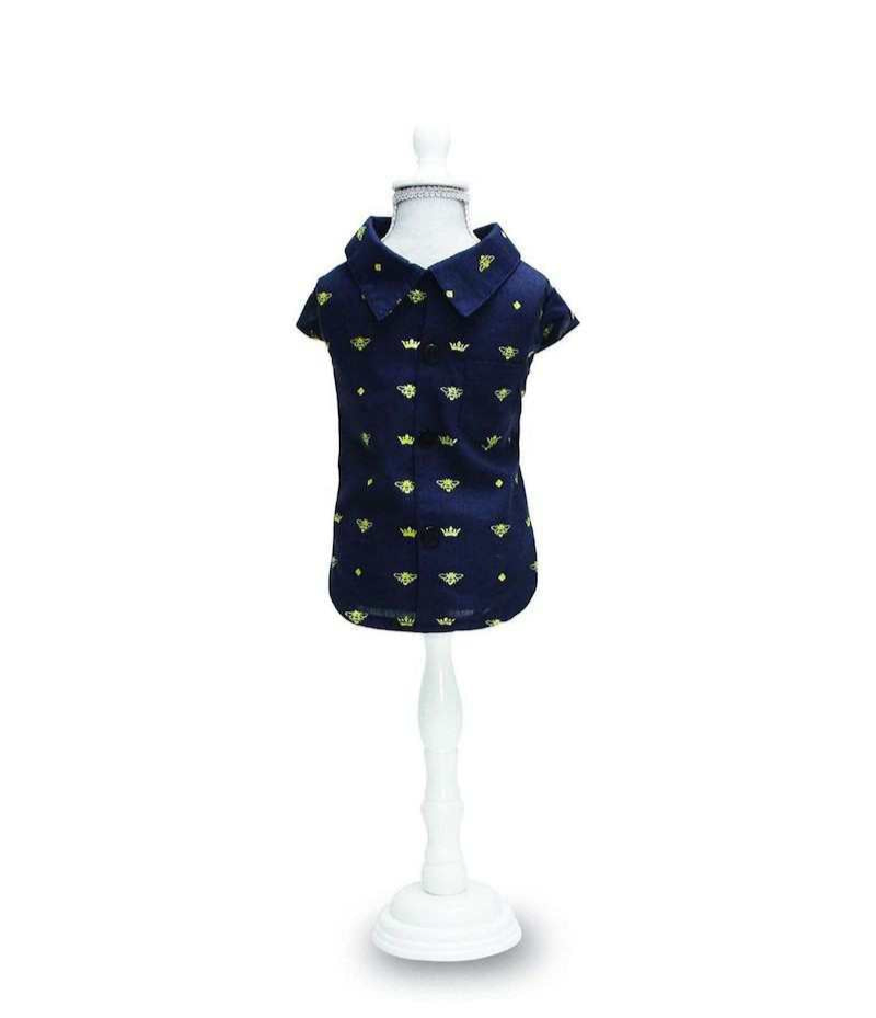 Camicia Elegante con Stampa Api e Corone per Cani e Gatti