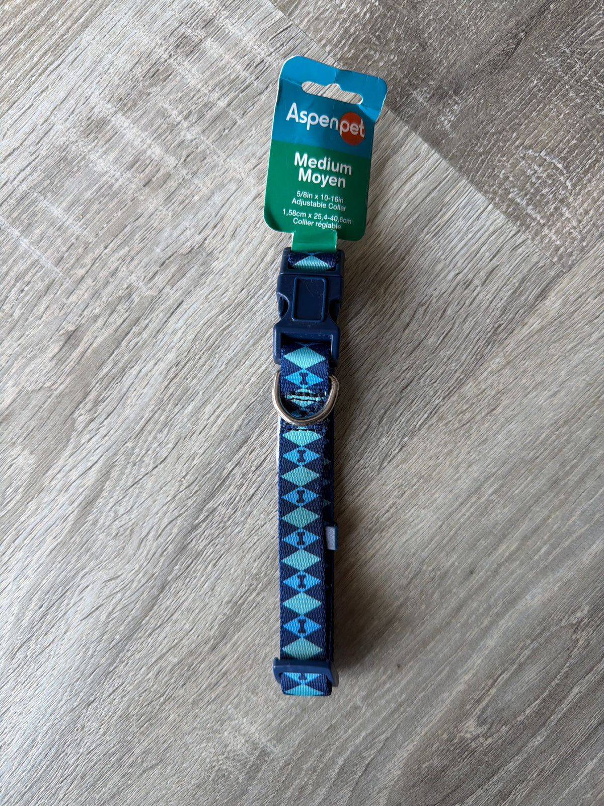 Aspen Pet – Collare Regolabile per Cani Fantasia Geometrica Blu e Turchese | Taglia M