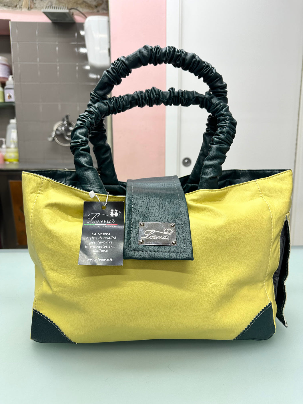 Trasportino elegante in pelle per cani e gatti Made in Italy