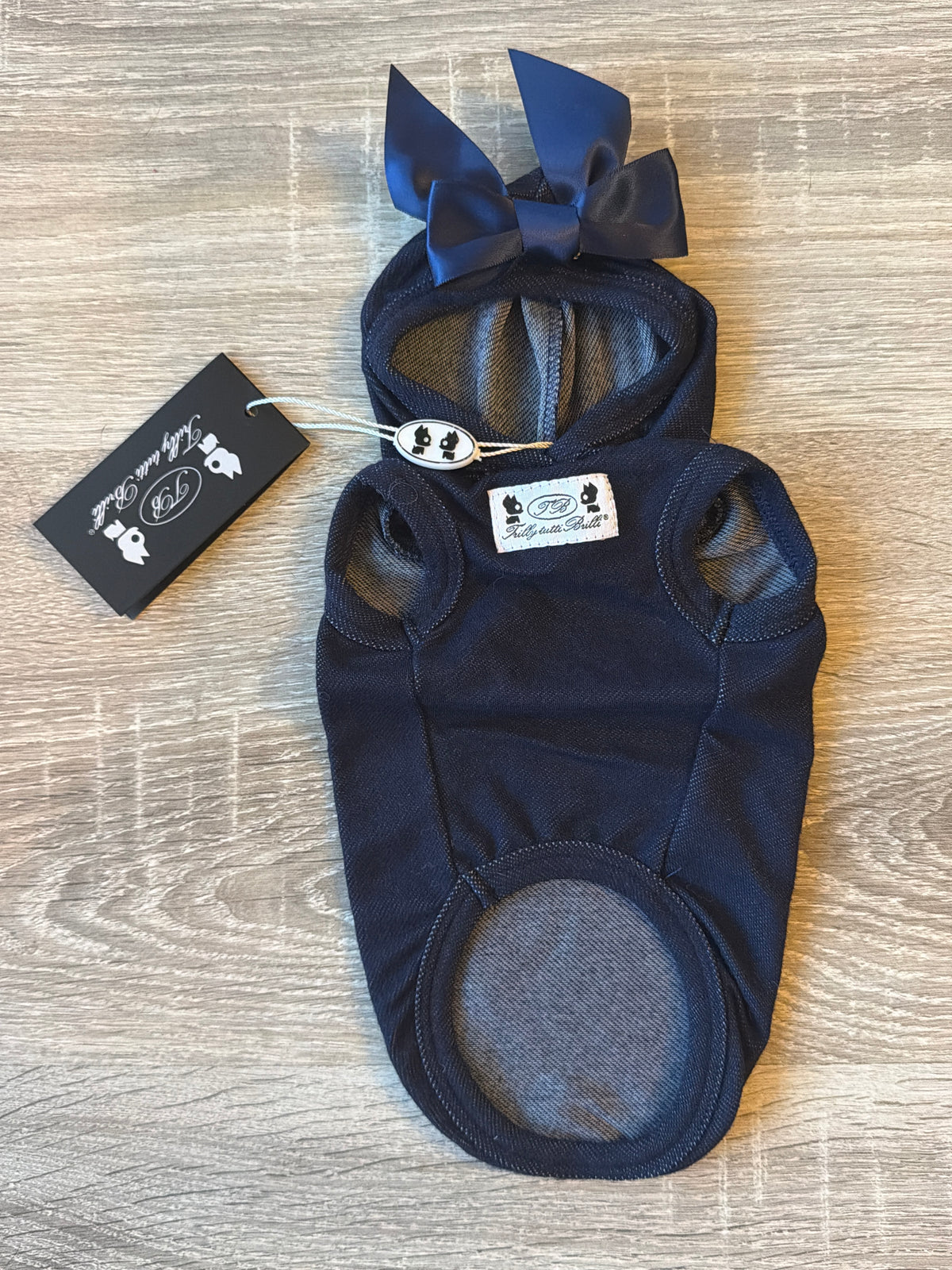 Maglioncino per Cani Trilly Tutti Brilli Blu Notte con Fiocco Elegante – Taglia XS