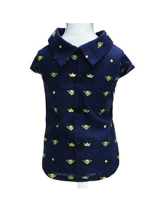 Camicia Elegante con Stampa Api e Corone per Cani e Gatti