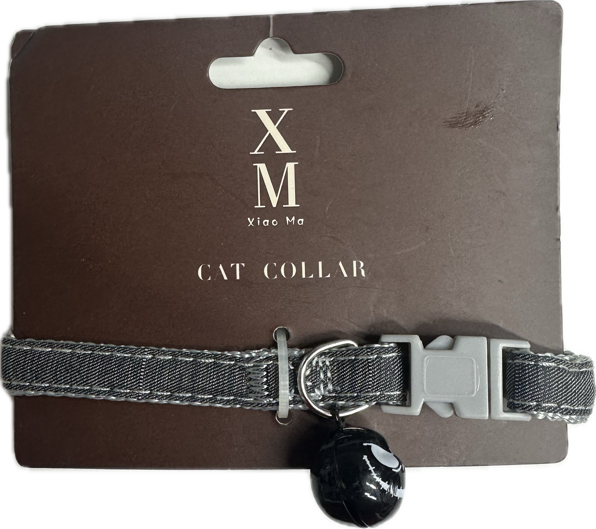 Collare per Gatti in Tessuto Jeans con Campanella Nera