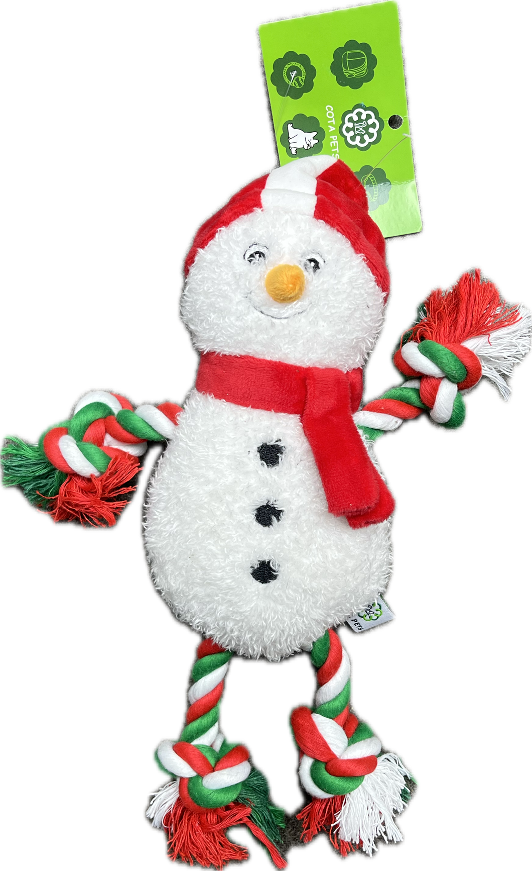 Gioco Natalizio per Cani - Pupazzo di Neve con Corde