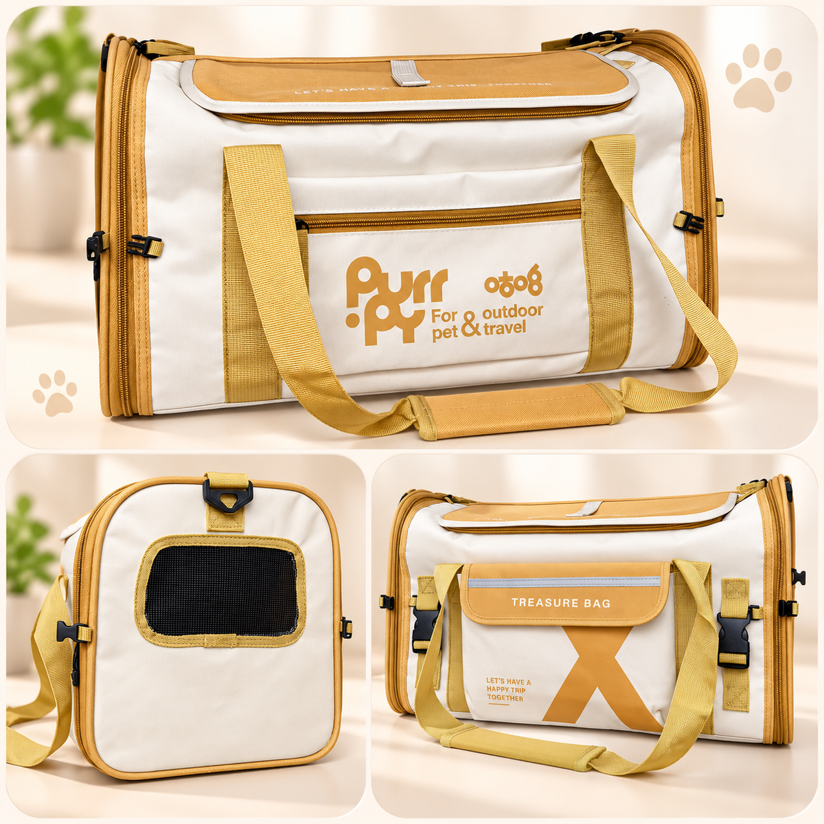 Trasportino Pet Travel Beige & Gold – Cani e Gatti