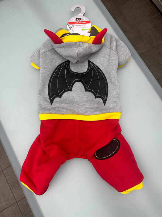 Costume di Halloween per Cani – Pipistrello Grigio e Rosso
