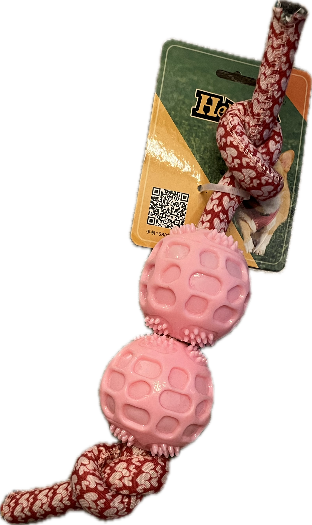 Gioco per Cani con Corda e Palline in Gomma - Rosa