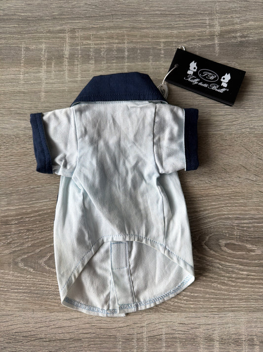 Camicia per Cani Trilly Tutti Brilli – Azzurro e Blu Navy con Colletto e Tasche