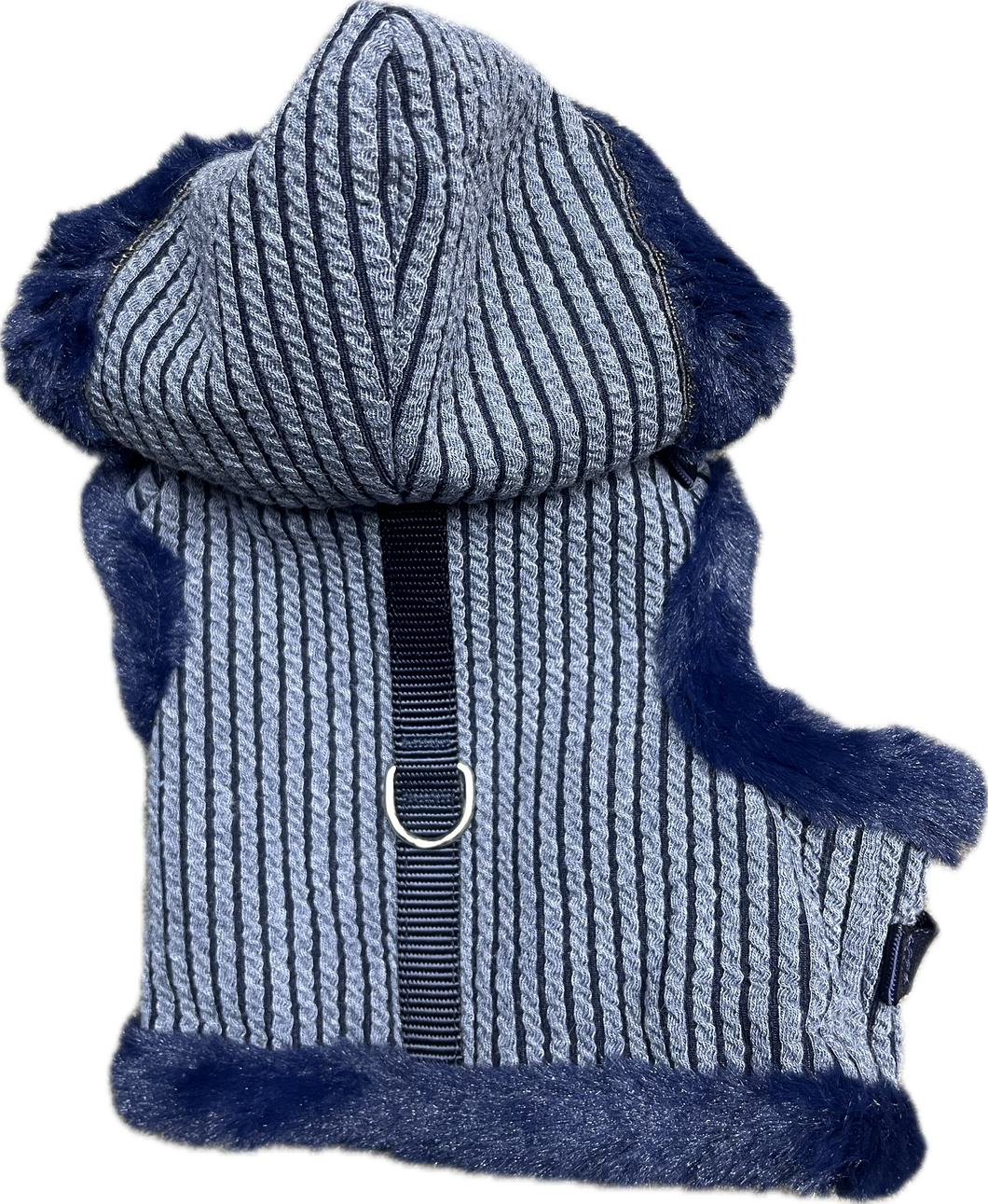 Maglioncino con cappuccio foderato in pelliccia sintetica - Blu