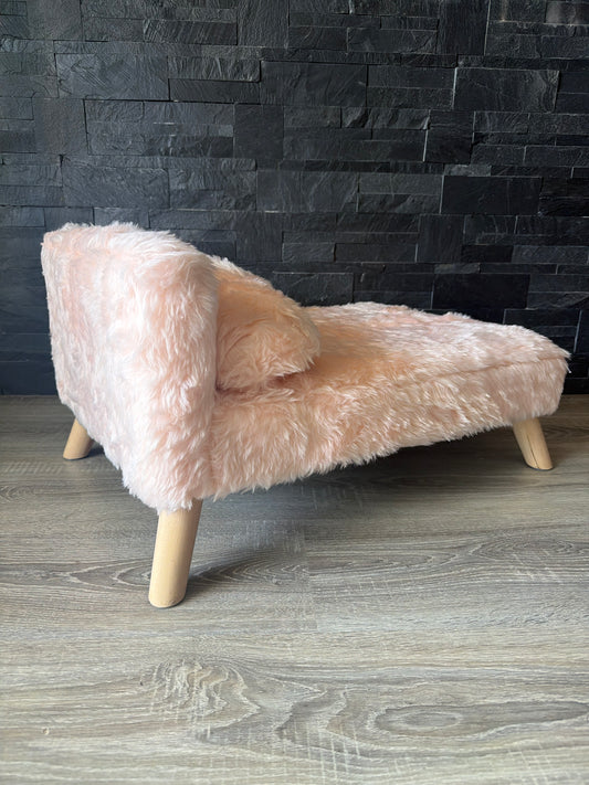 Chaise longue fluffy rosa cipria – Letto elegante per cani e gatti