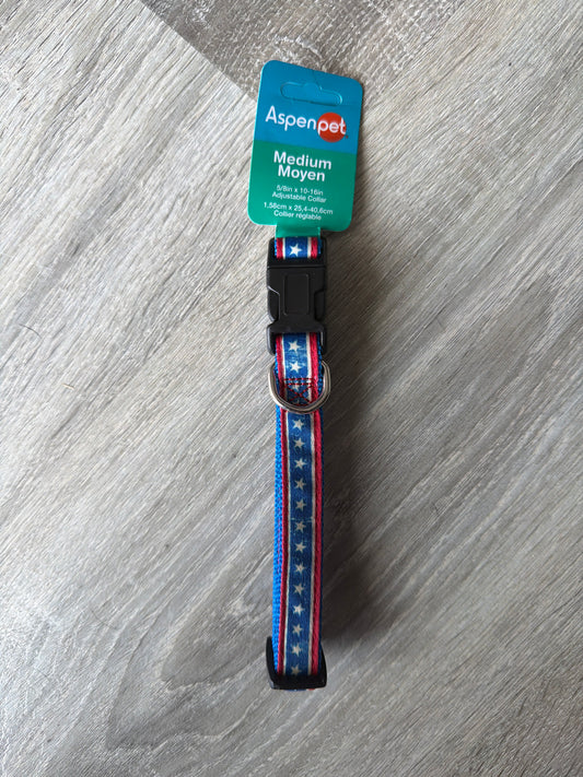 Aspen Pet – Collare Regolabile per Cani American Stars Blu e Rosso | Taglia M
