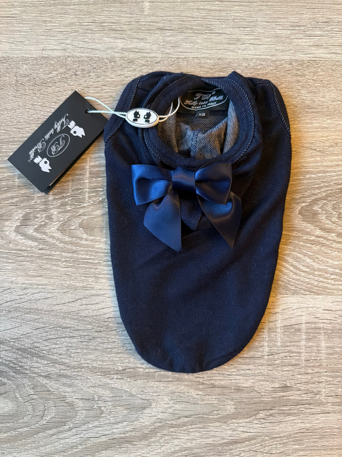 Maglioncino per Cani Trilly Tutti Brilli Blu Notte con Fiocco Elegante – Taglia XS