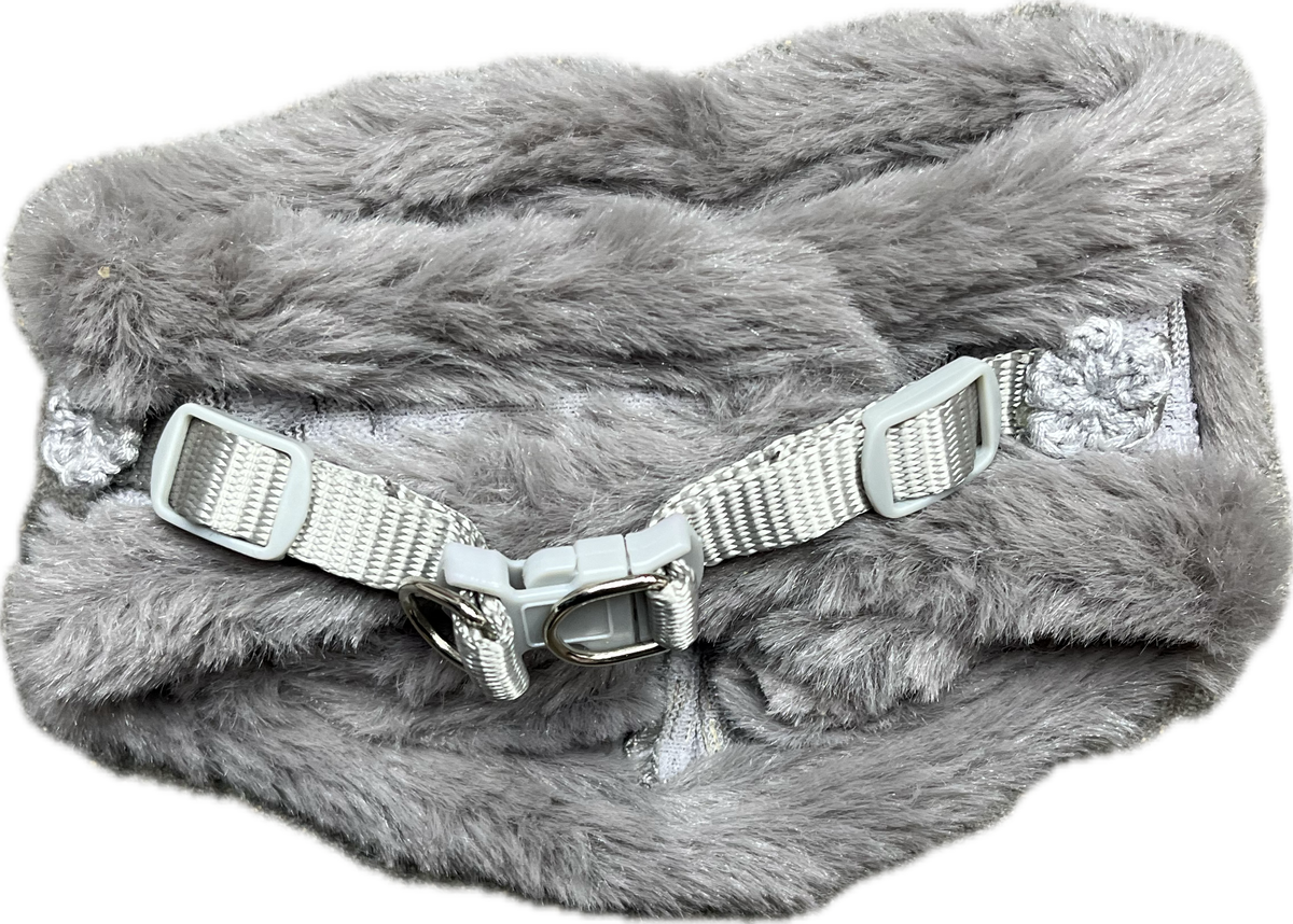 Pettorina Morbida in Eco-Pelliccia Grigio Chiaro
