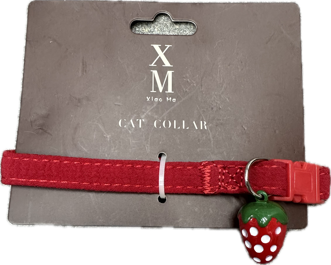 Collare per Gatti con Ciondolo Fragola - Rosso