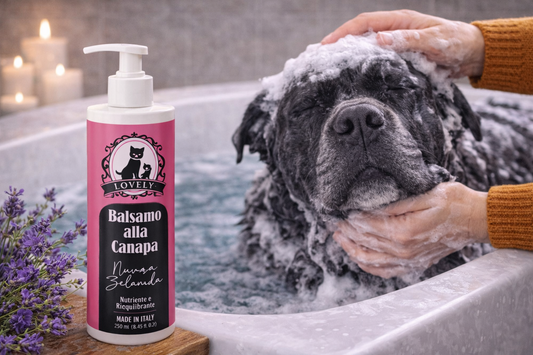 Balsamo PROFESSIONALE "Nuova Zelanda", alla Canapa LovEly – Districante, Nutriente e Riequilibrante per Cani e Gatti | Made in Italy 250ml