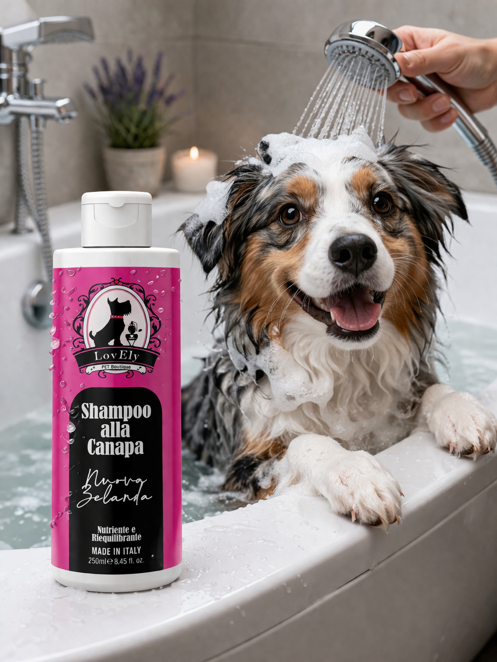 Set Shampoo + Balsamo alla Canapa Nuova Zelanda per Cani e Gatti
