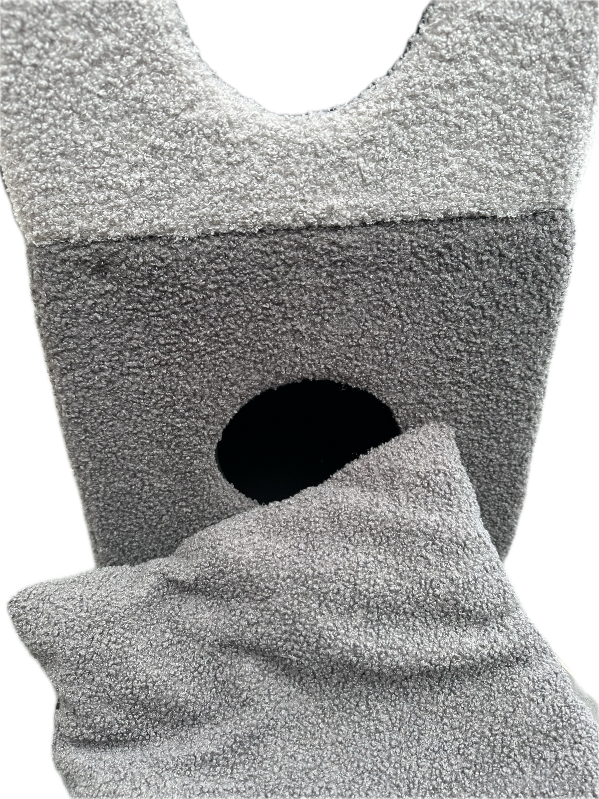 Torre Relax Bouclé Bicolor per Gatti – Cuccia con Tiragraffi e Vani