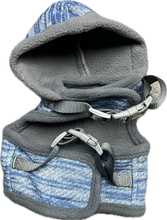 Carica l&#39;immagine nel visualizzatore di Gallery, Cappottino in Maglia Blu con Cappuccio e Interno in Pile per Cani Tg S
