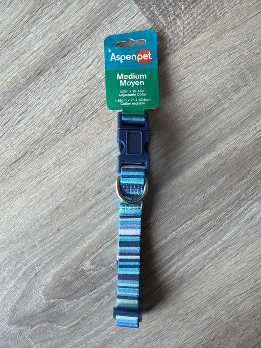 Aspen Pet – Collare Regolabile per Cani a Righe Blu | Taglia M