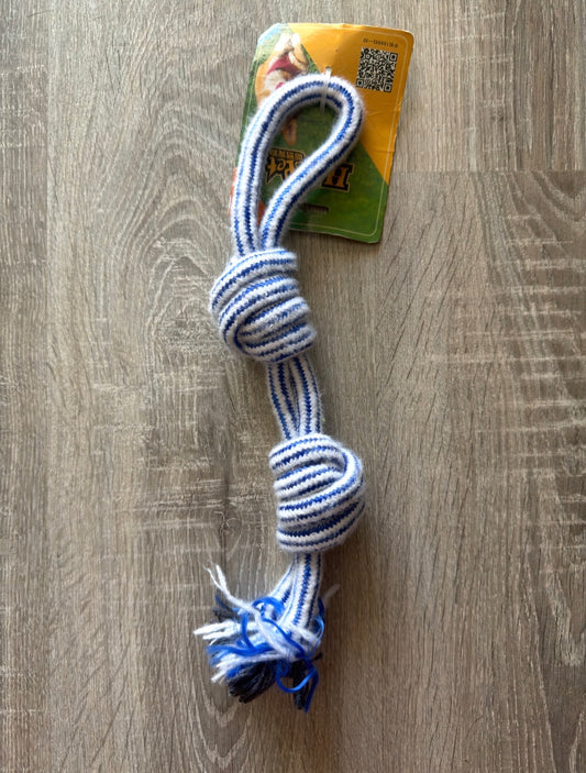Gioco Corda con Due Nodi e Frange Blu