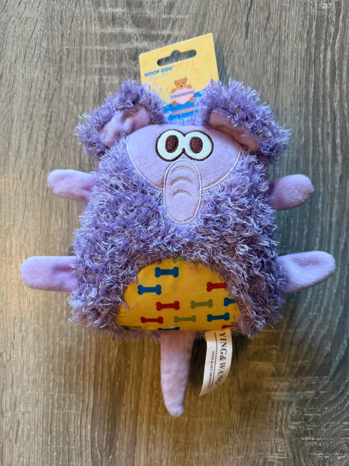 Gioco per Cani a Forma di Elefante Viola Sonoro in Peluche