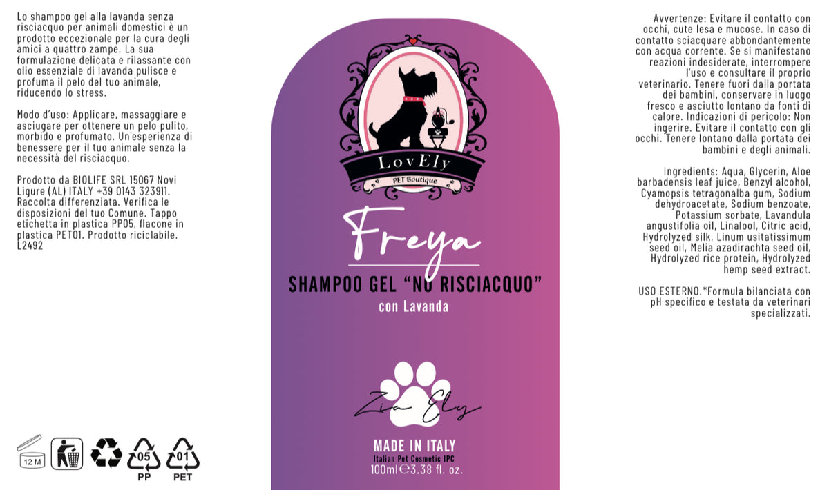 FREYA – Shampoo Gel No Risciacquo | Pulizia Veloce e Delicata per Cani e Gatti