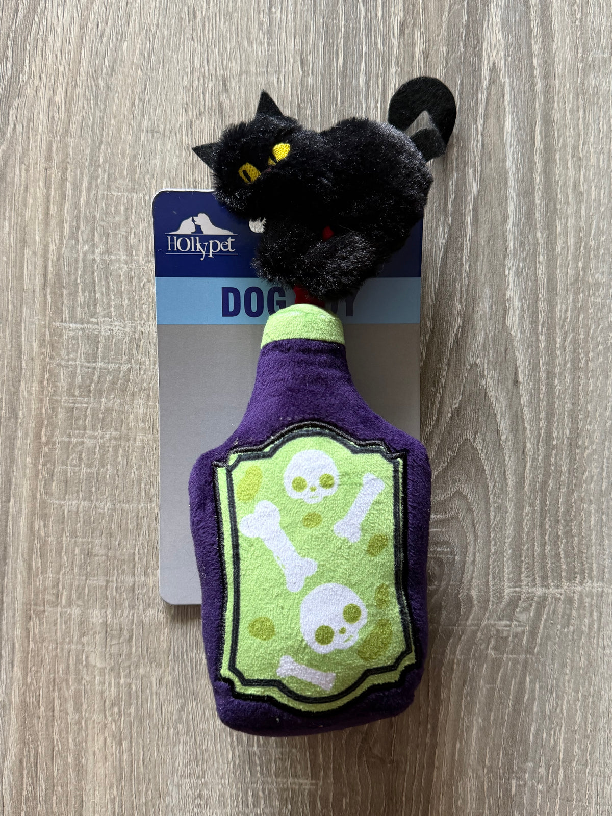 Gioco Halloween per Cani – Pozione Stregata con Gatto Nero in Peluche