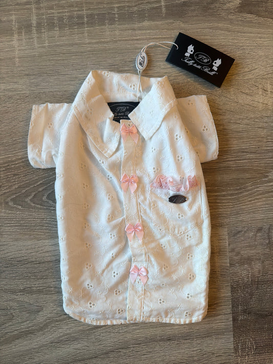 Camicia per Cani Trilly Tutti Brilli in Pizzo Sangallo – Elegante con Colletto