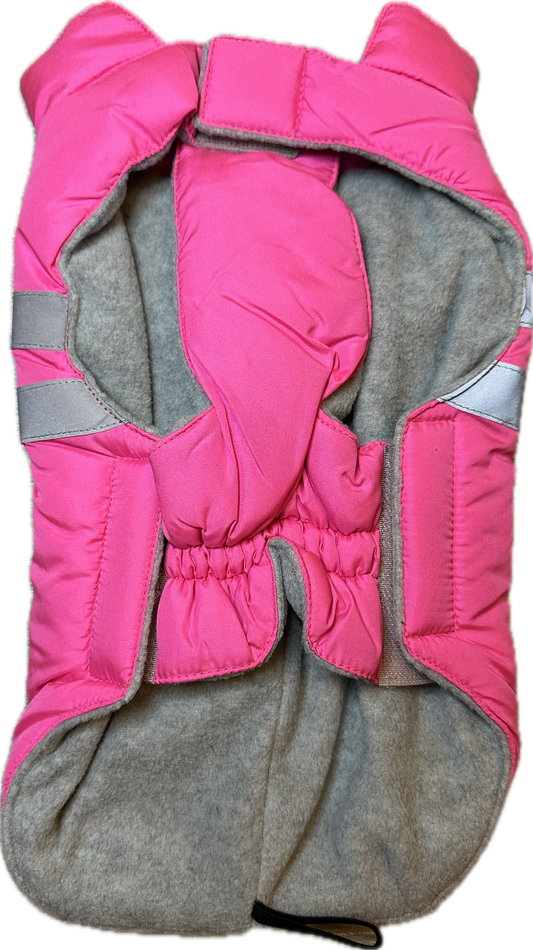 Giacca Rosa imbottita con riflettenti per animali - Taglia 28 cm