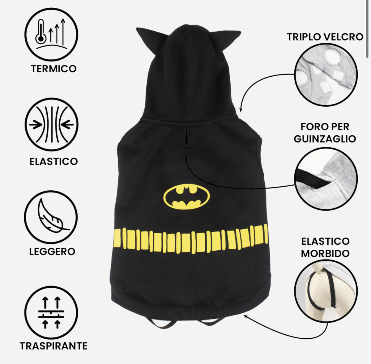 Felpa Batman con Orecchie: Trasforma il Tuo Cane nel Cavaliere Oscuro