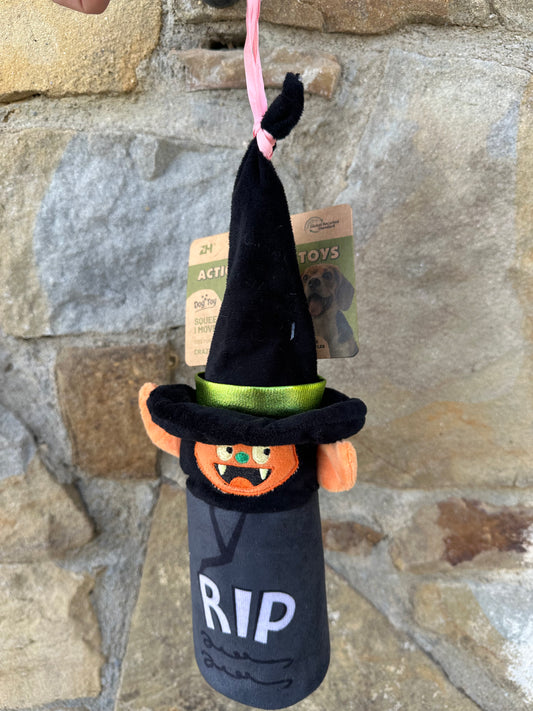 Gioco Halloween Zucca Streghetta con Tomba RIP per Cani – Peluche Interattivo