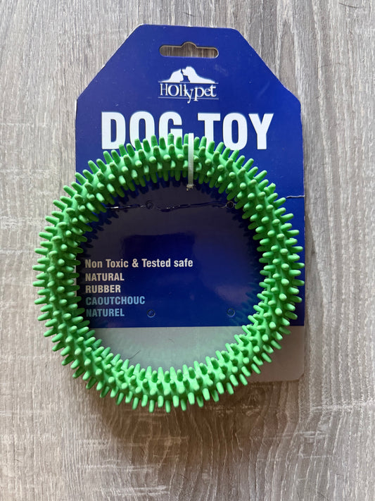 Anello Massaggiante Verde in Gomma con Rilievi per Cani