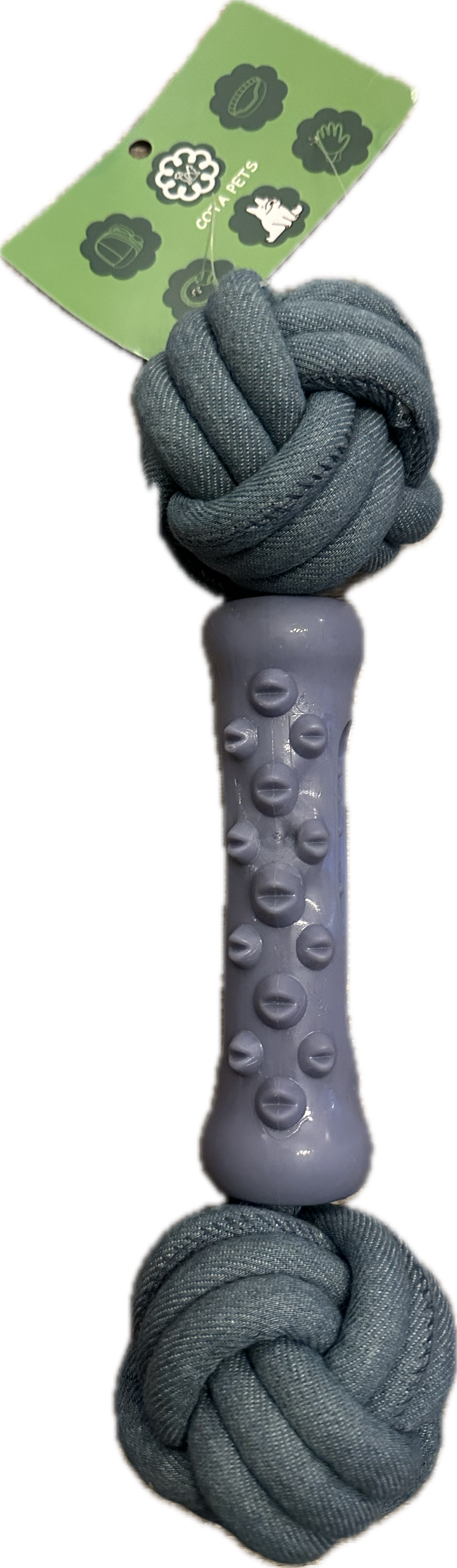 Giocattolo con Nodo in Tessuto e Manico in Gomma - Doppio Divertimento per Cani