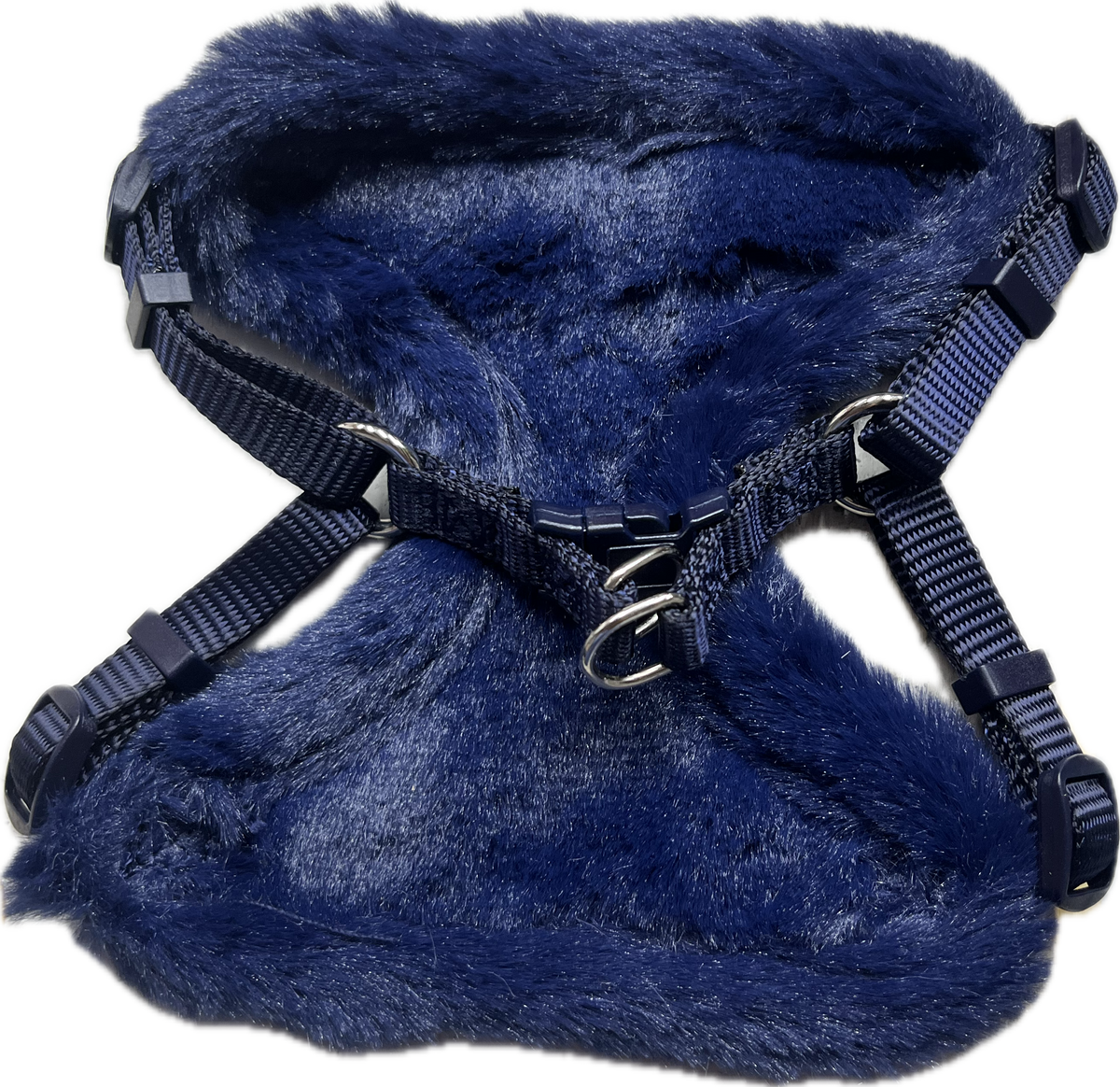 Pettorina Morbida in Pelliccia Sintetica Blu con Fiocco XS