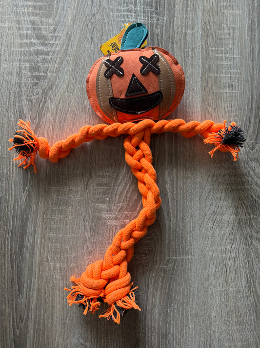 Gioco Halloween Zucca con Corda per Cani – Peluche da Tirare e Mordicchiare