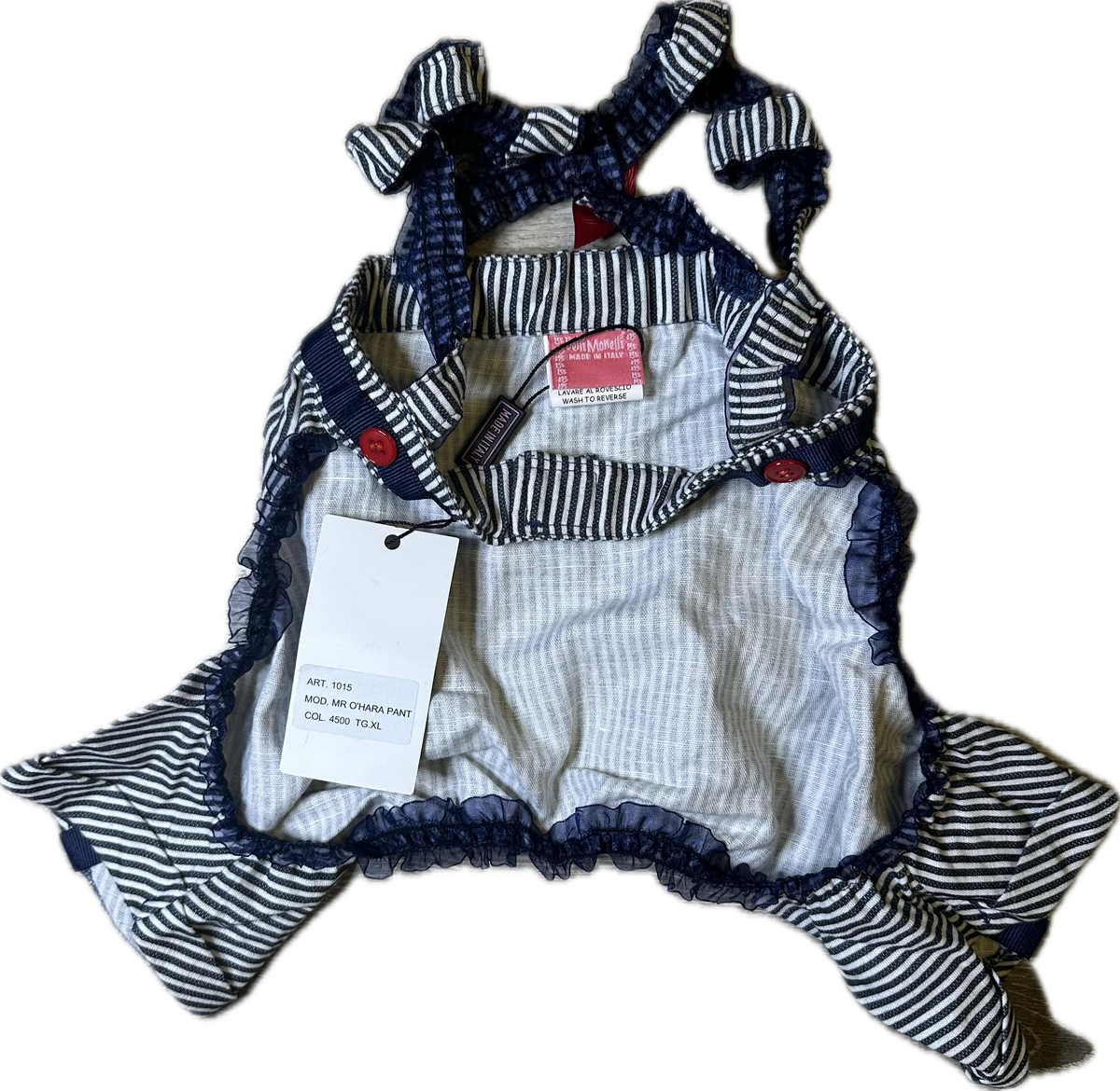 Salopette Estiva a Righe per Cani - Taglia XL (40 cm)