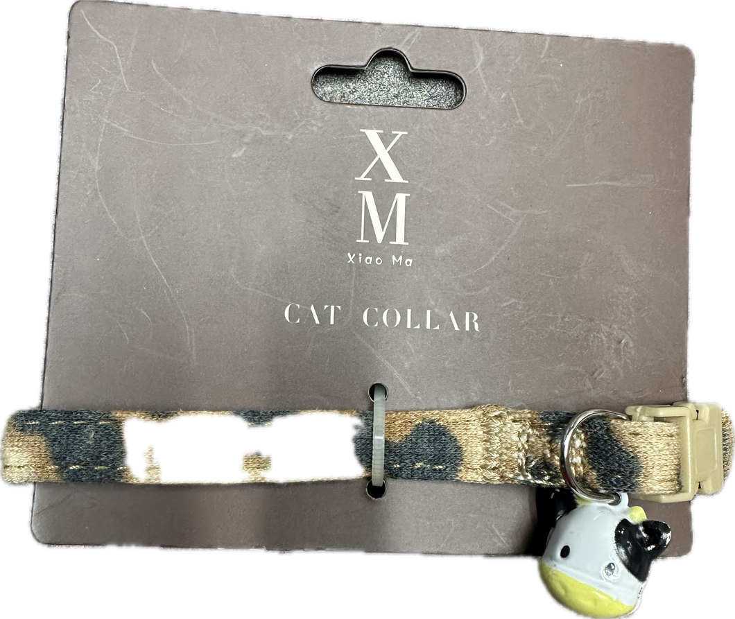 Collare per Gatti con Motivo Leopardo e Ciondolo Mucca