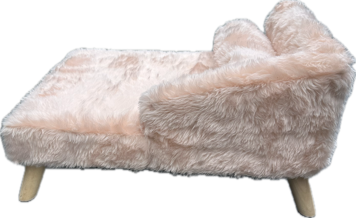 Chaise longue fluffy rosa cipria – Letto elegante per cani e gatti