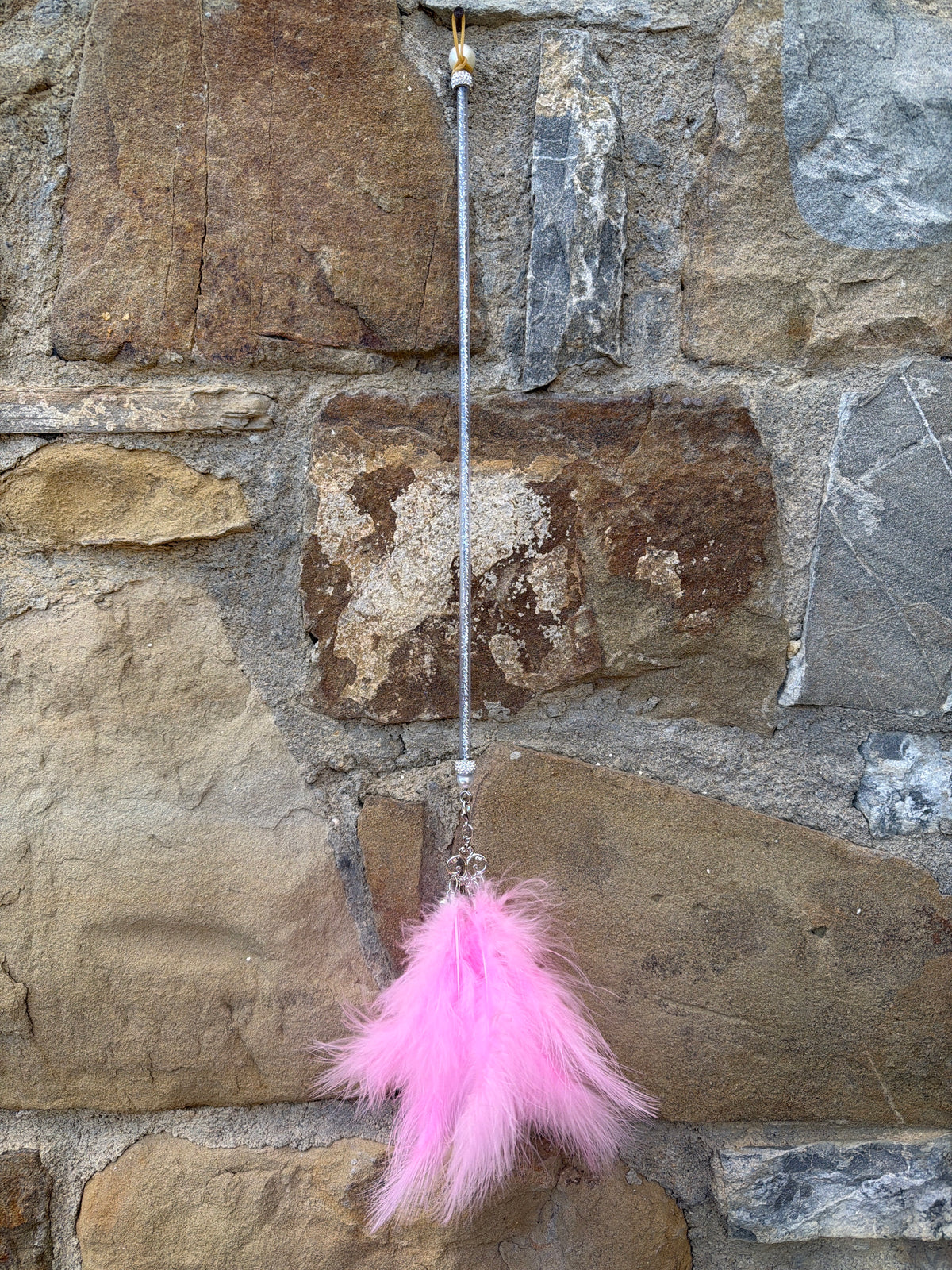 Bacchetta Gioco per Gatti con Piume Rosa Pastello – 65 cm