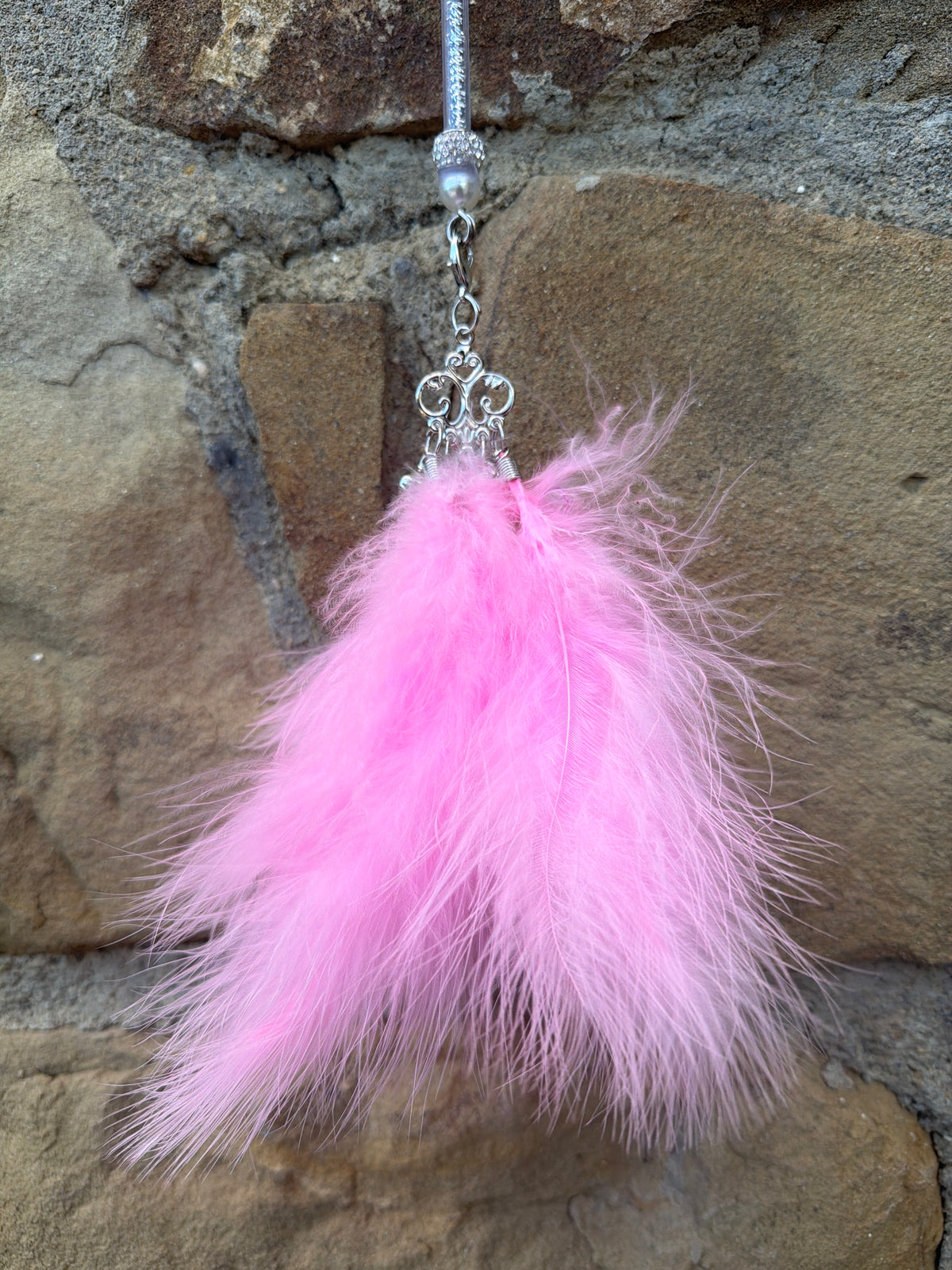 Bacchetta Gioco per Gatti con Piume Rosa Pastello – 65 cm