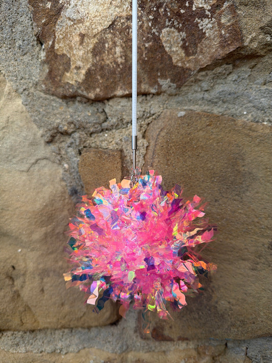 Bacchetta Gioco Olografica per Gatti con Pompon Iridescente Allungabile