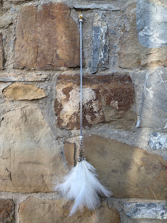 Bacchetta Elegance White Feather per Gatti con Campanellini 65 cm